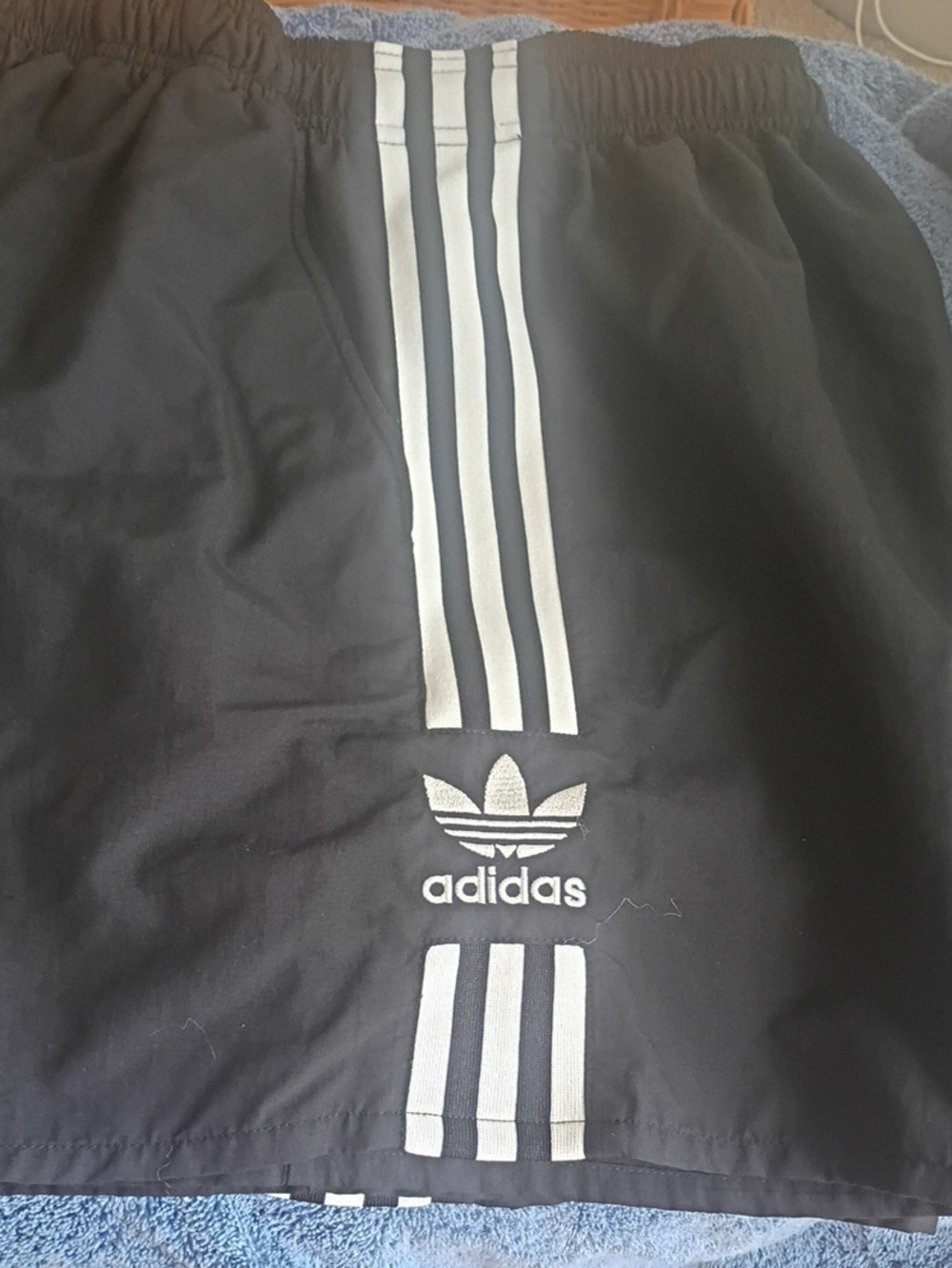 adidas Black Shorts with White 3-Stripes and Trefoil Logo